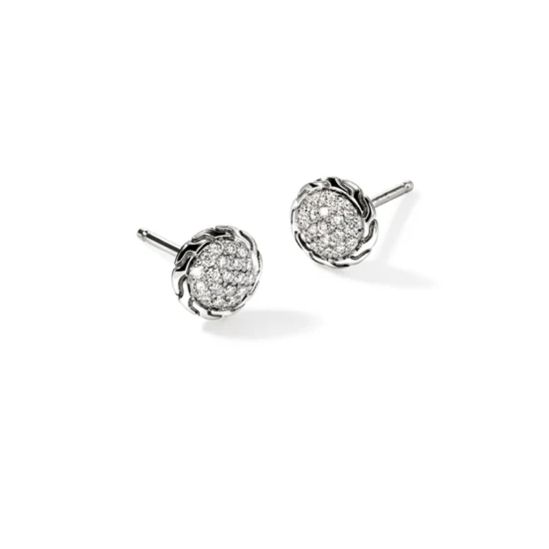 John Hardy Jh Essential Pavé Stud Earrings with Diamonds in Sterling Silver