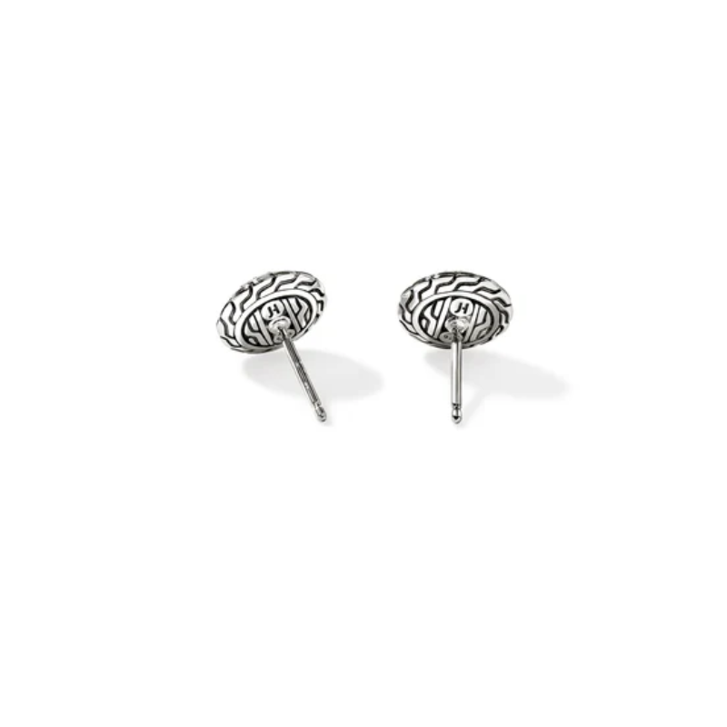 John Hardy JH Essential Pavé Stud Earring with Black Sapphire in Sterling Silver