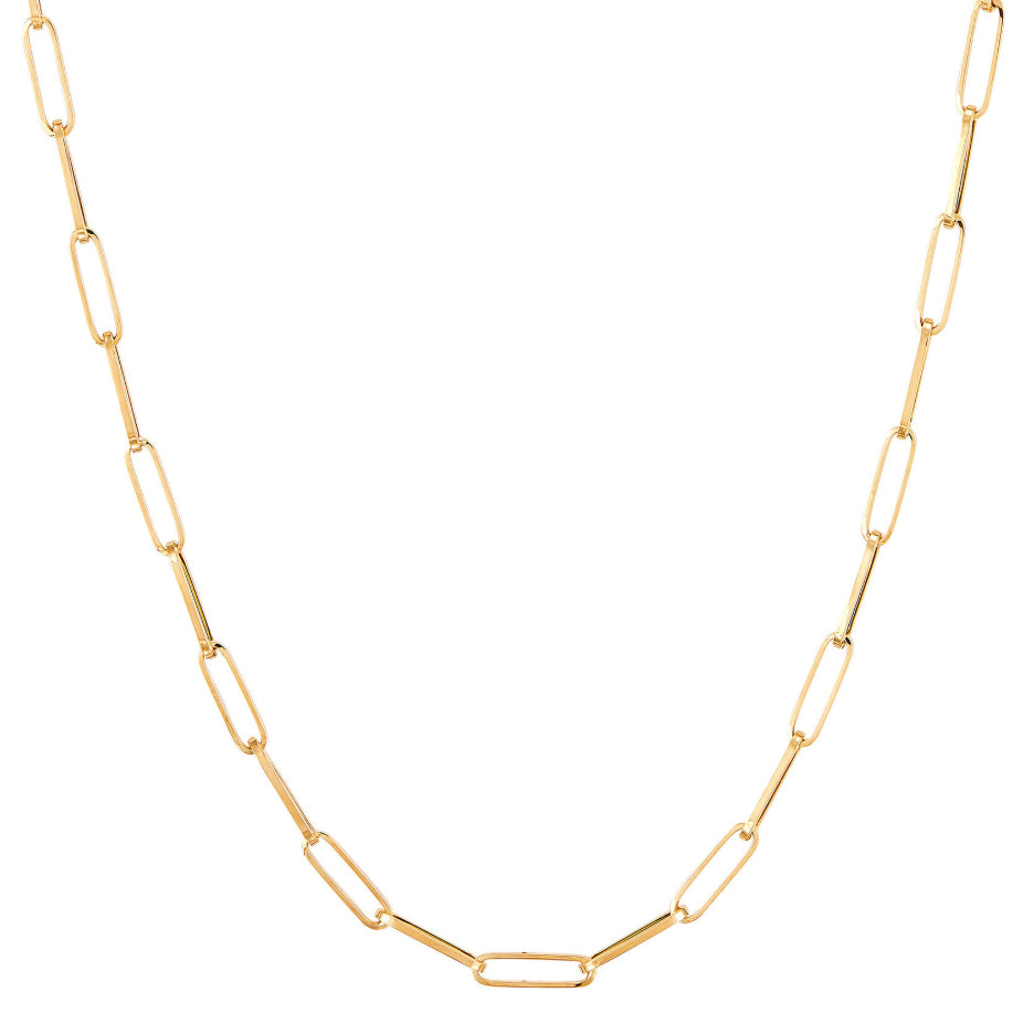 Paperclip Chain Necklace in 14K Yellow Gold, 18" Length