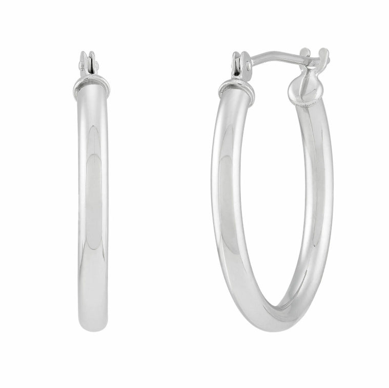 20MM Hollow Hoop Earrings in 14K White Gold