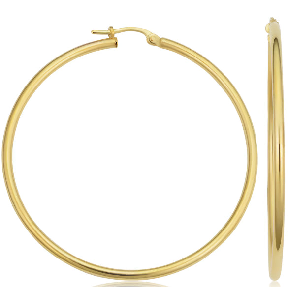 50MM Hollow Hoop Earrings in 14K Yellow Gold