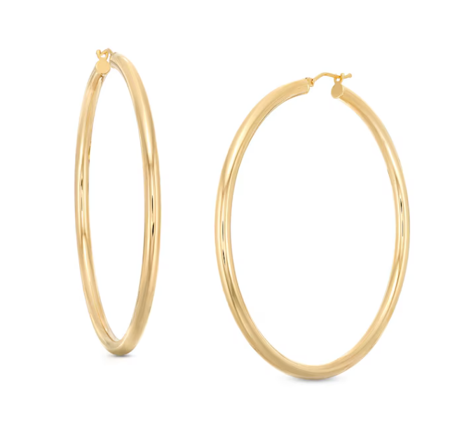 50MM Hollow Hoop Earrings in 14K Yellow Gold