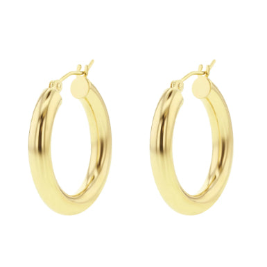 25MM Hollow Hoop Earrings in 14K Yellow Gold