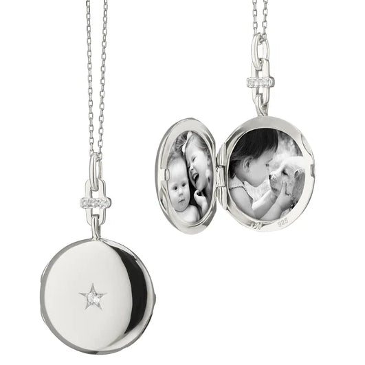Monica Rich Kosann Twinkle Star Sapphire Locket Necklace in Sterling Silver, 18" Length