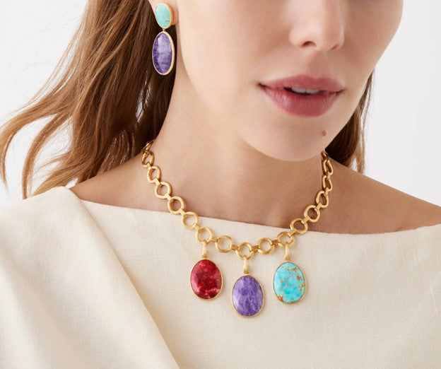 Marco Bicego Lunaria Turquoise Pendant Necklace in Yellow Gold