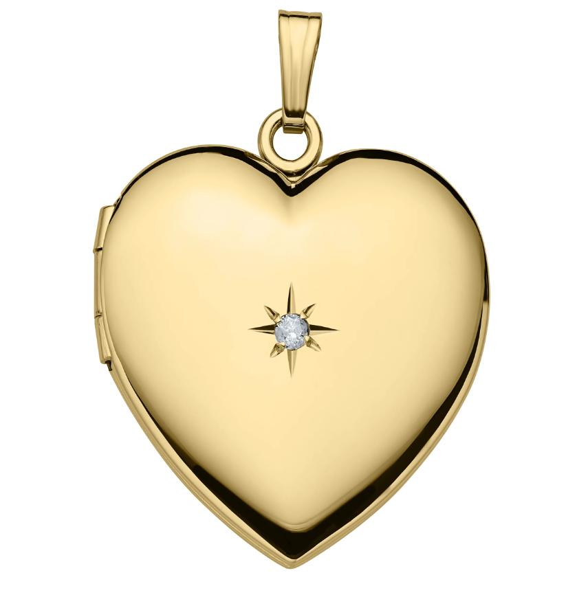 Heart Diamond Locket Necklace in 14K Yellow Gold Filled, 18" Length