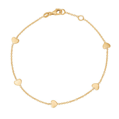 Heart Station Bracelet in 14K Yellow Gold
