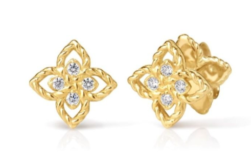 Roberto Coin Love in Verona Tiny Flower Stud Earrings in 18K Yellow Gold