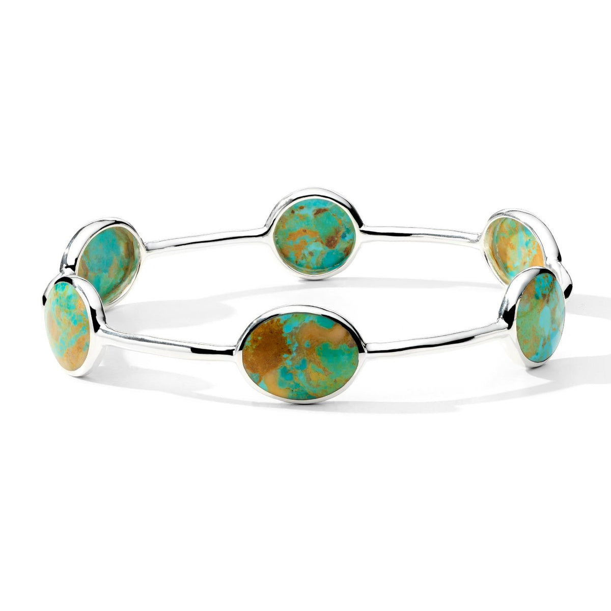 Ippolita Green Turquoise 6-Stone Bangle in Sterling Silver