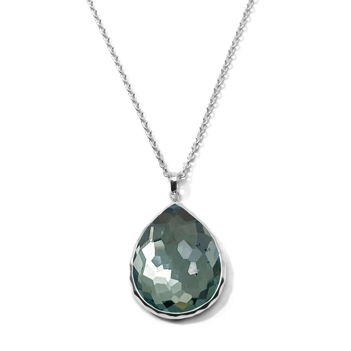 Ippolita Blue Topaz & Pyrite Large Teardrop Pendant Necklace in Sterling Silver