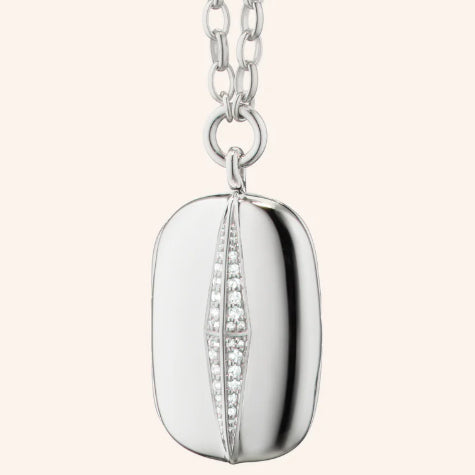 Monica Rich Kosann Points North White Sapphire Locket Necklace in Sterling Silver, 18" Length