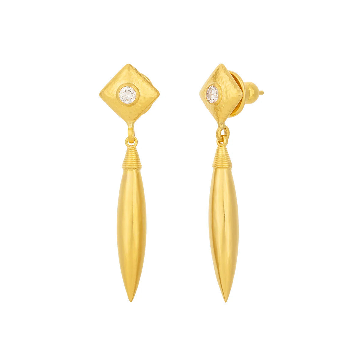 Gurhan Wheat Single Drop Earrings in 22K Yellow Gold