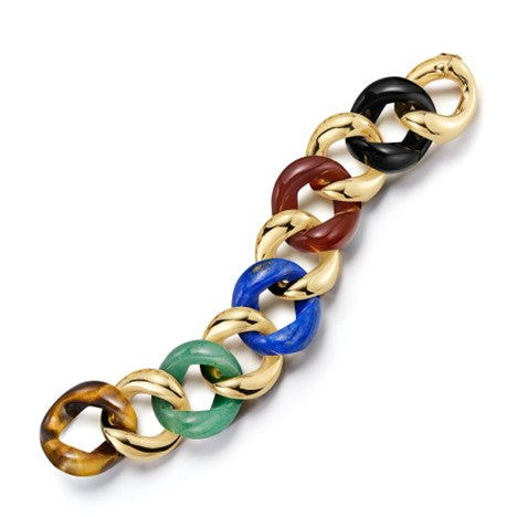 Seaman Schepps Multi-Stone Link Bracelet in 18K Yellow Gold