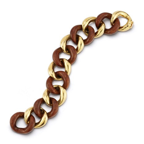 Seaman Schepps Rose Wood Link Bracelet in 18K Yellow Gold