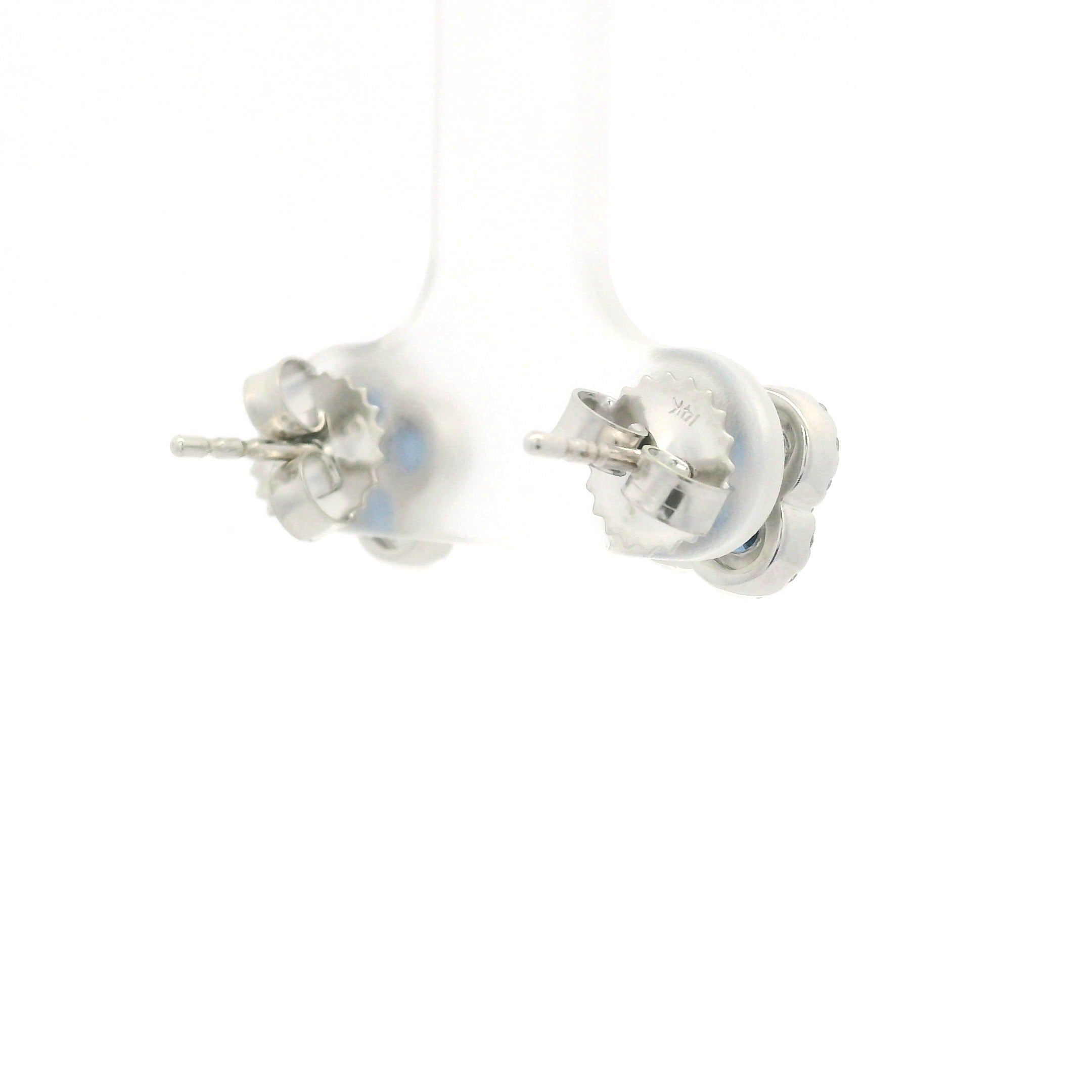 Sapphire Diamond Clover Stud Earrings in 14K White Gold