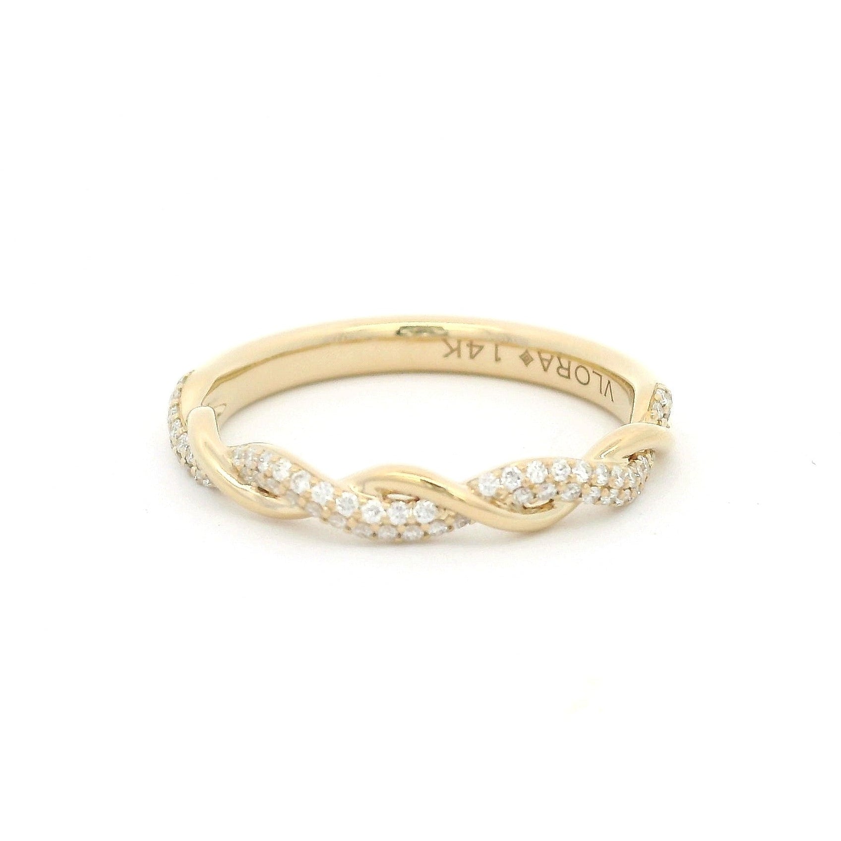Halfway Twist Pave Diamond Band in 14K Yellow Gold, Size 6.5