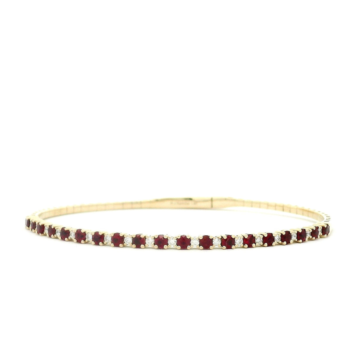 Alternating Diamond Ruby Flex Bracelet in 14K Yellow Gold