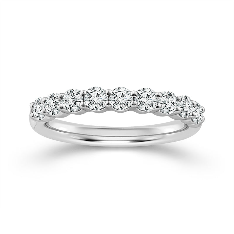 Halfway Shared Prong 0.75CT Diamond Band in 14K White Gold, Size 7