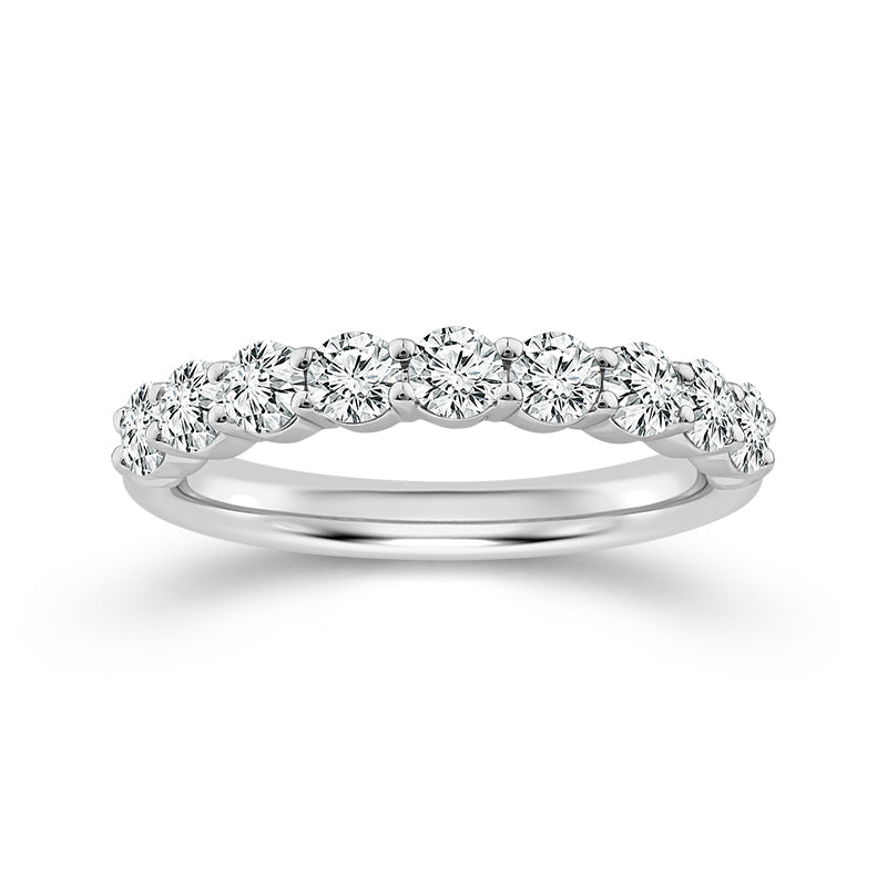 Halfway Shared Prong 1.00CT Diamond Band in 14K White Gold, Size 7