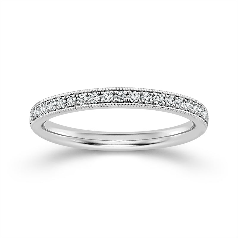 Micro Pave 0.15CT Diamond Band in 14K White Gold, Size 7