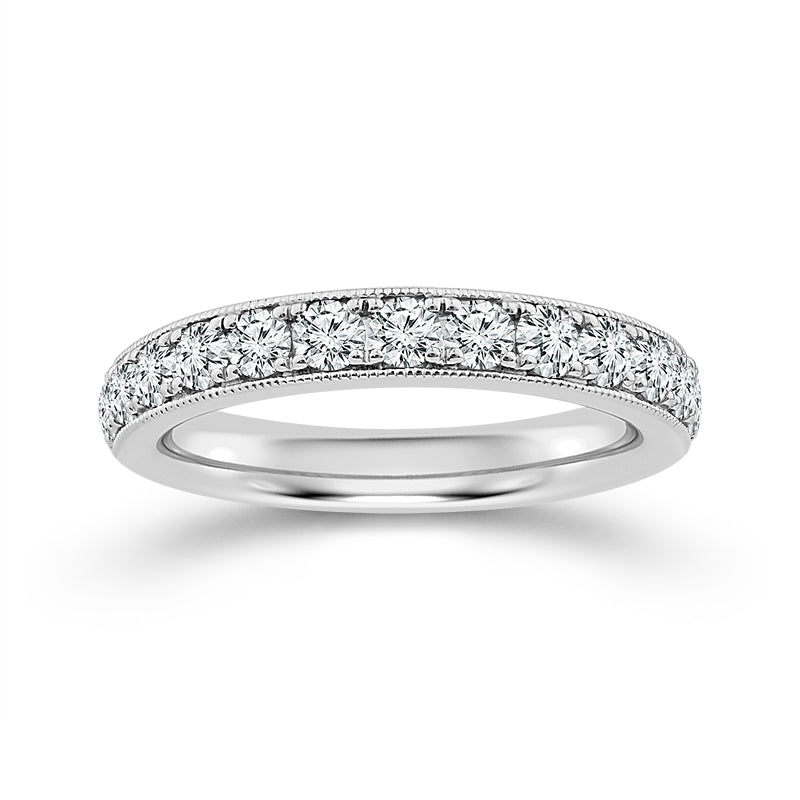 Micro Pave 0.75CT Diamond Band in 14K White Gold, Size 7