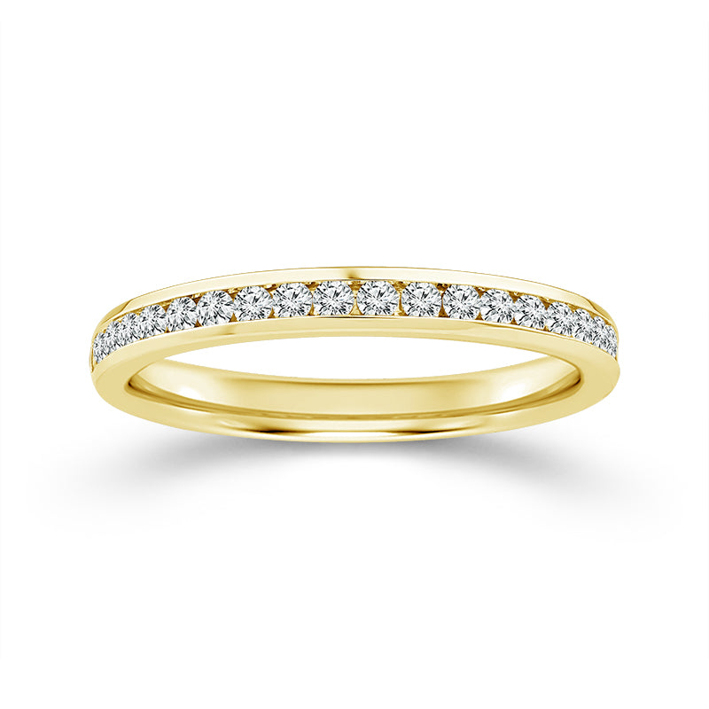 Channel Set 0.25CT Diamond Band in 14K Yellow Gold, Size 7