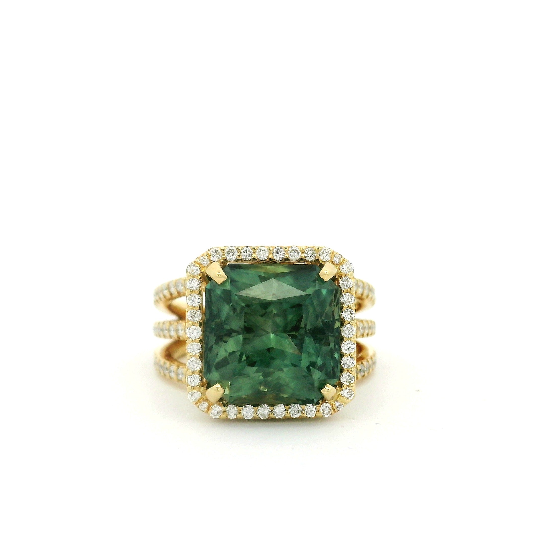 Erica Courtney Sapphire Amber Ring in 18K Yellow Gold, Size 5