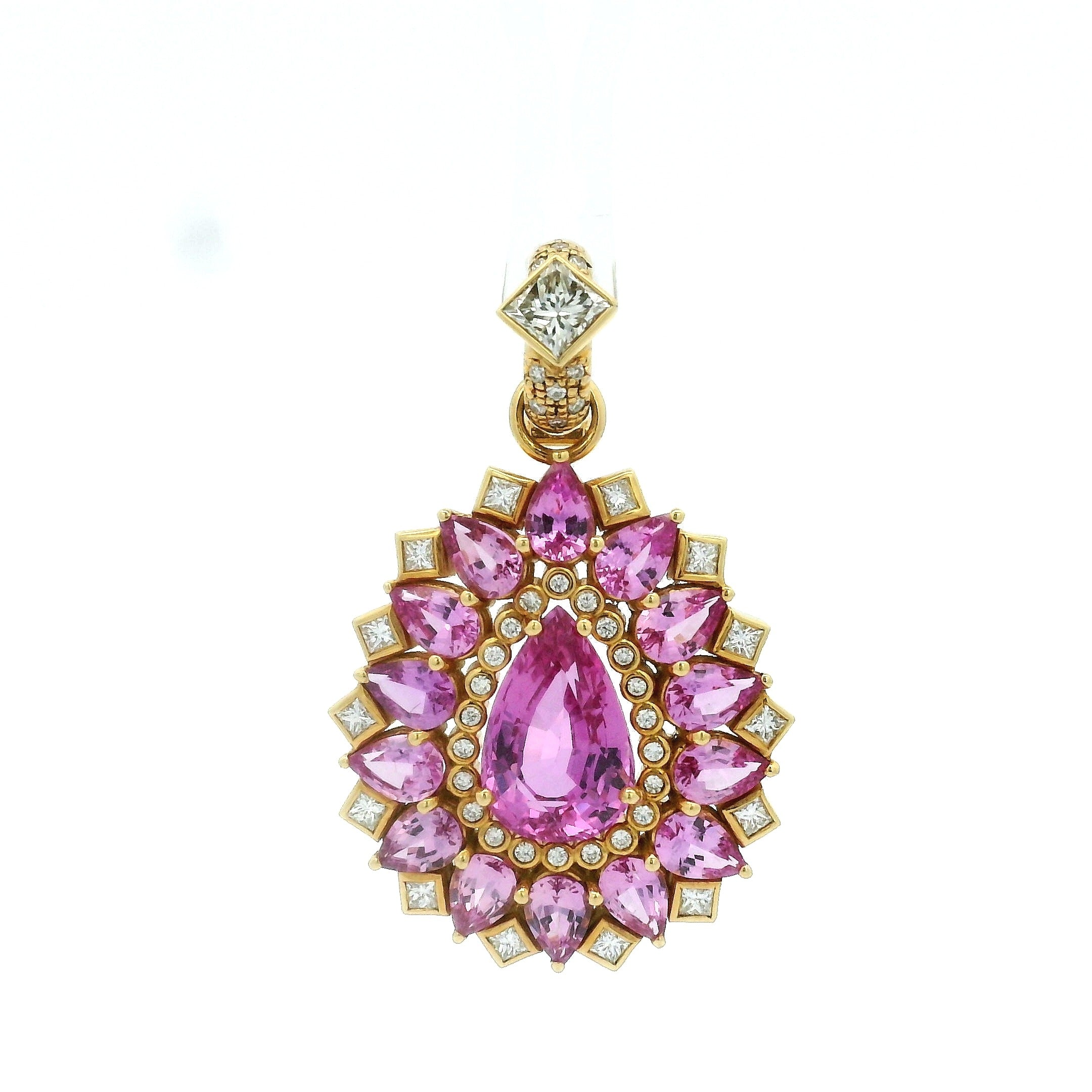 Erica Courtney Pink Sapphire Pendant in 18K Yellow Gold