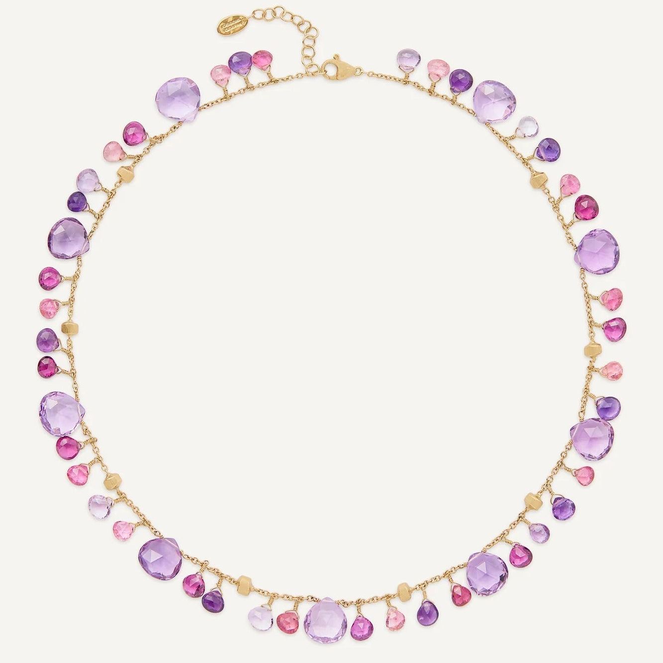 Marco Bicego Amethyst & Pink Tourmaline Short Necklace in 18K Yellow Gold