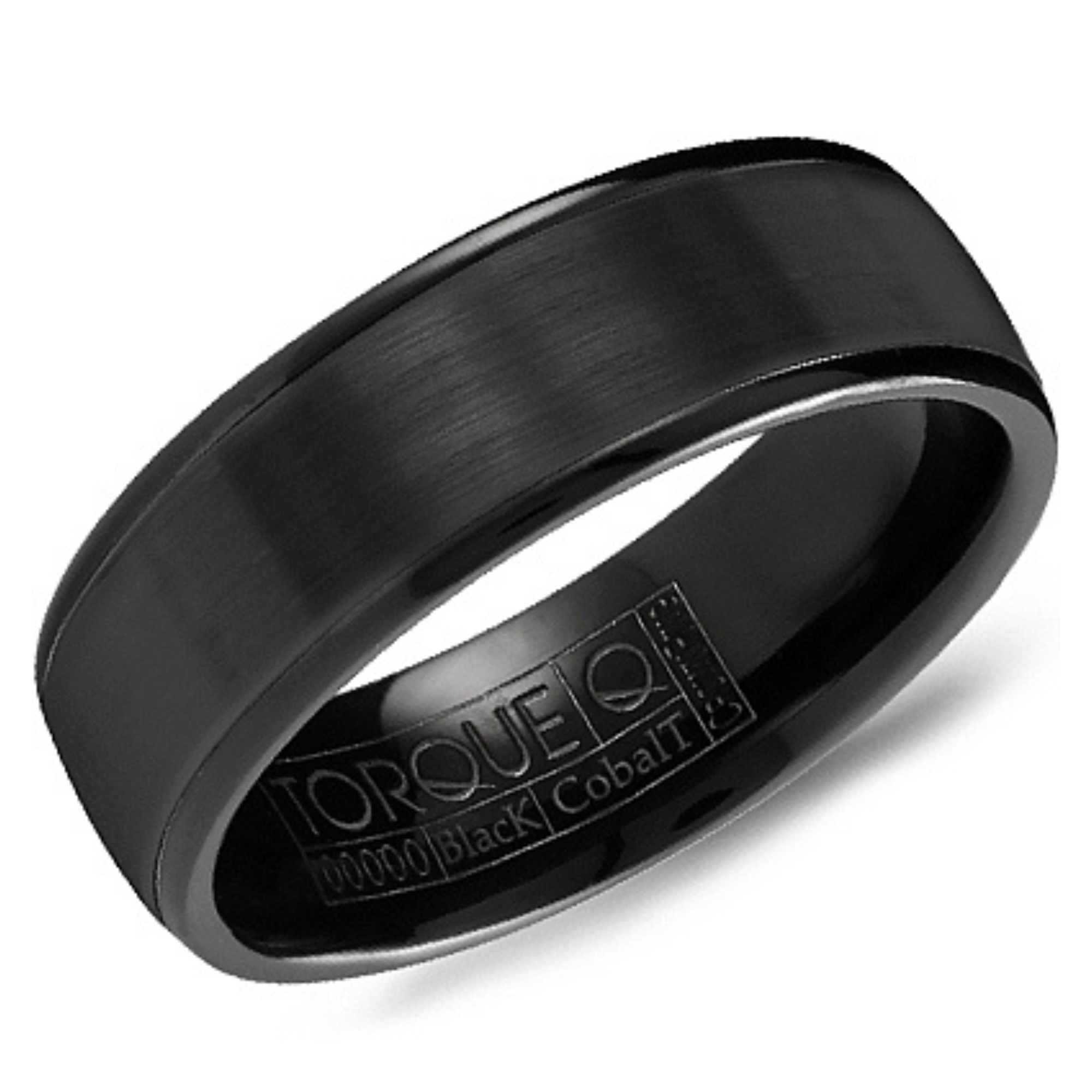 Crown Ring Men's 7MM Sandpaper Polished Edge Band in Black Cobalt, Size 10
