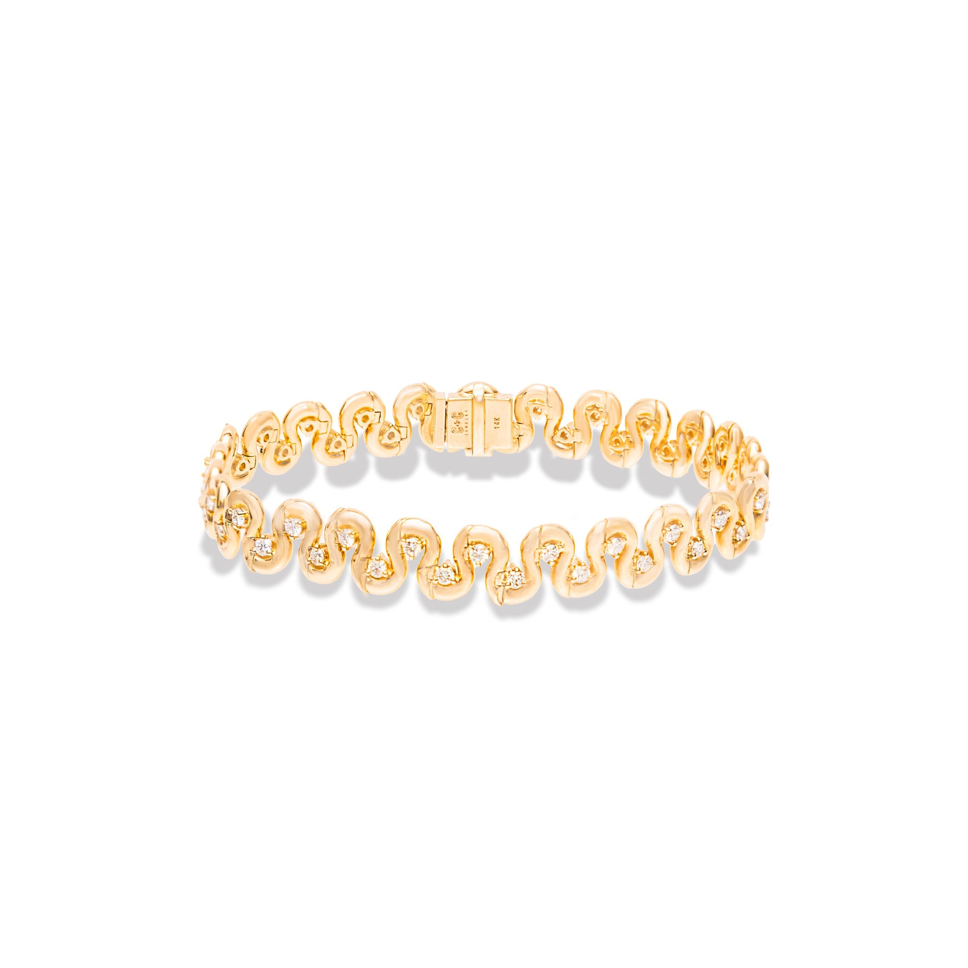 Campbell + Charlotte Squiggle Diamond Bracelet in 14K Yellow Gold