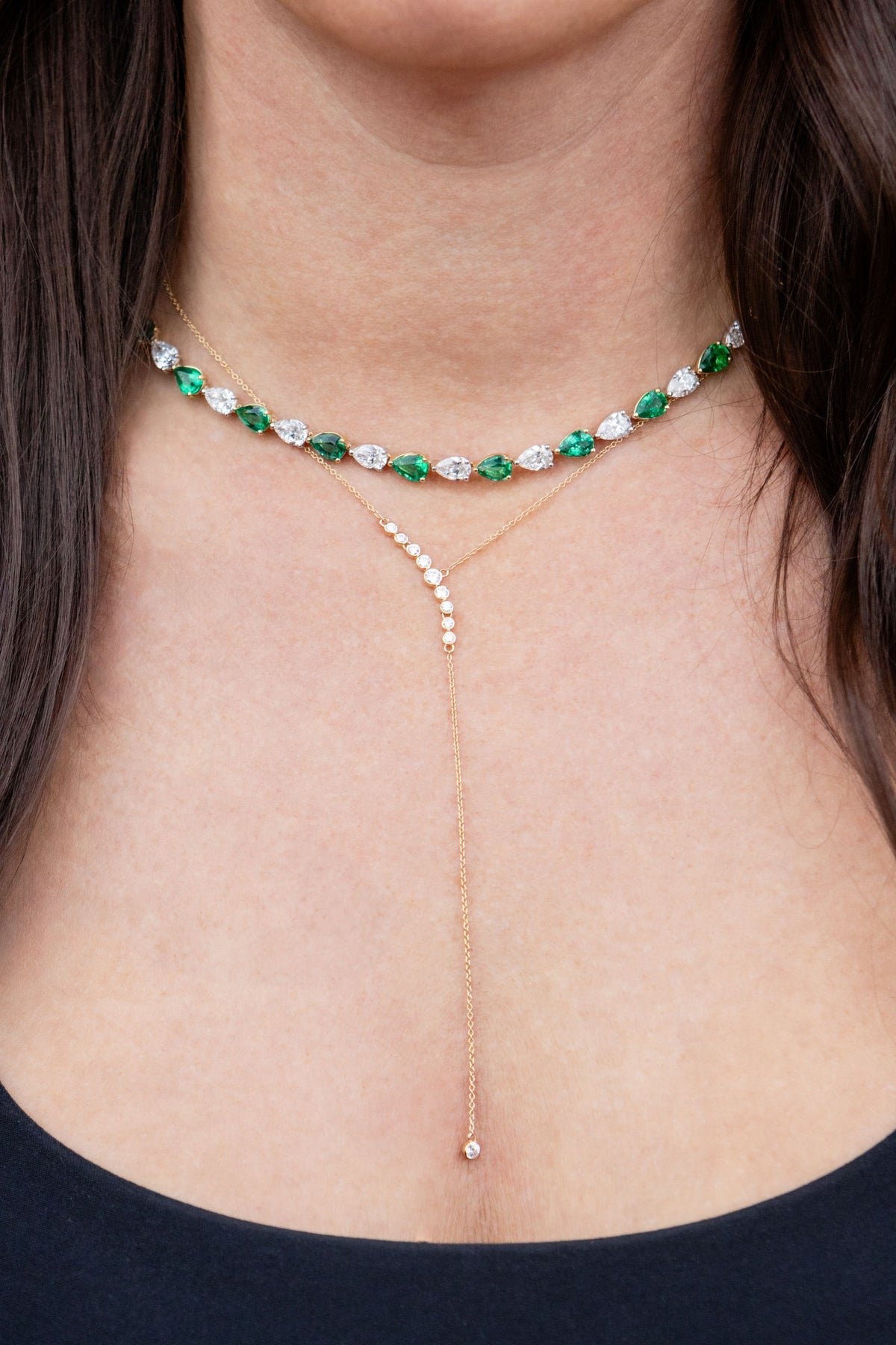 Diamond Lariat Drop Necklace in 14K Yellow Gold