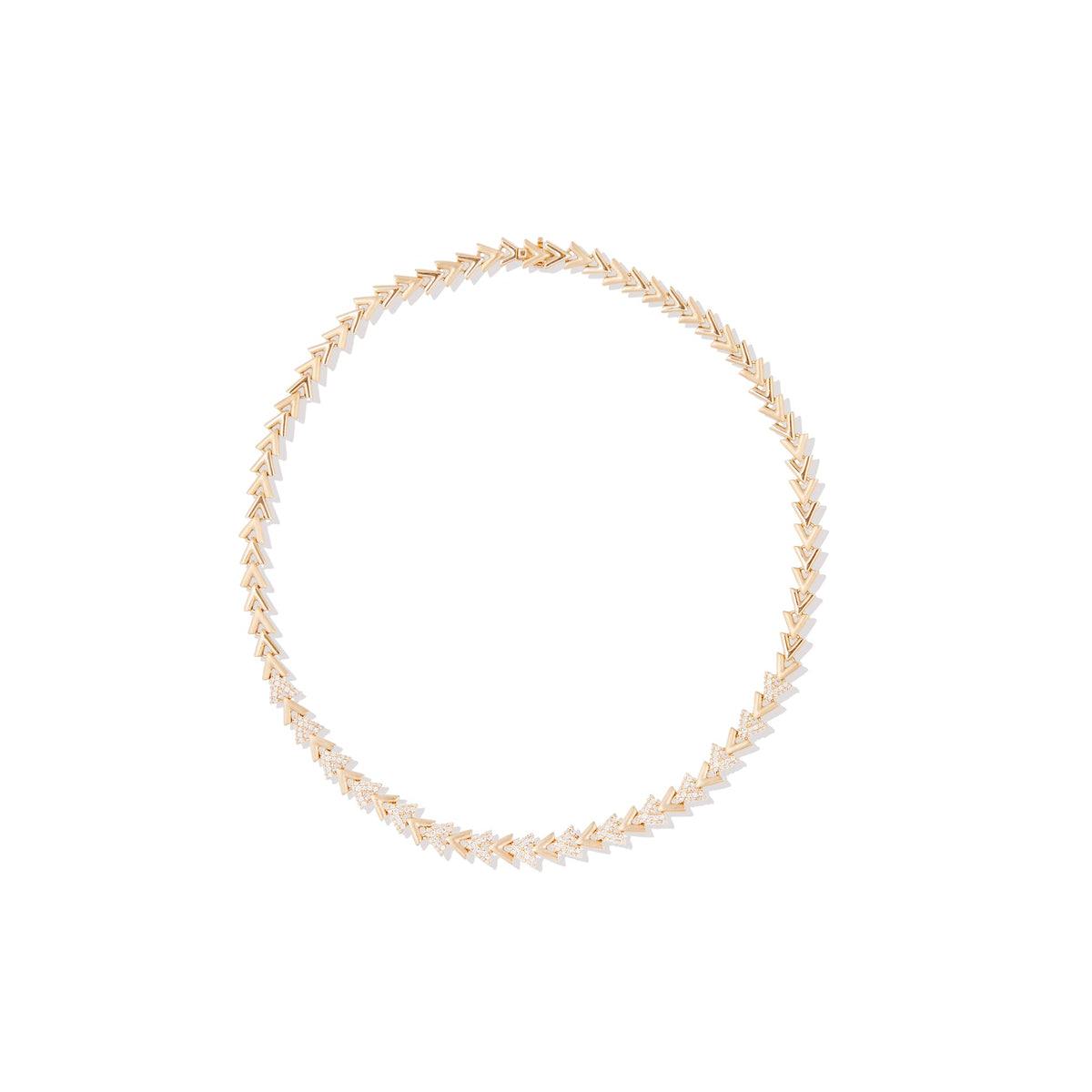 Campbell + Charlotte Spark Chevron Diamond Link Necklace in 14K Yellow Gold