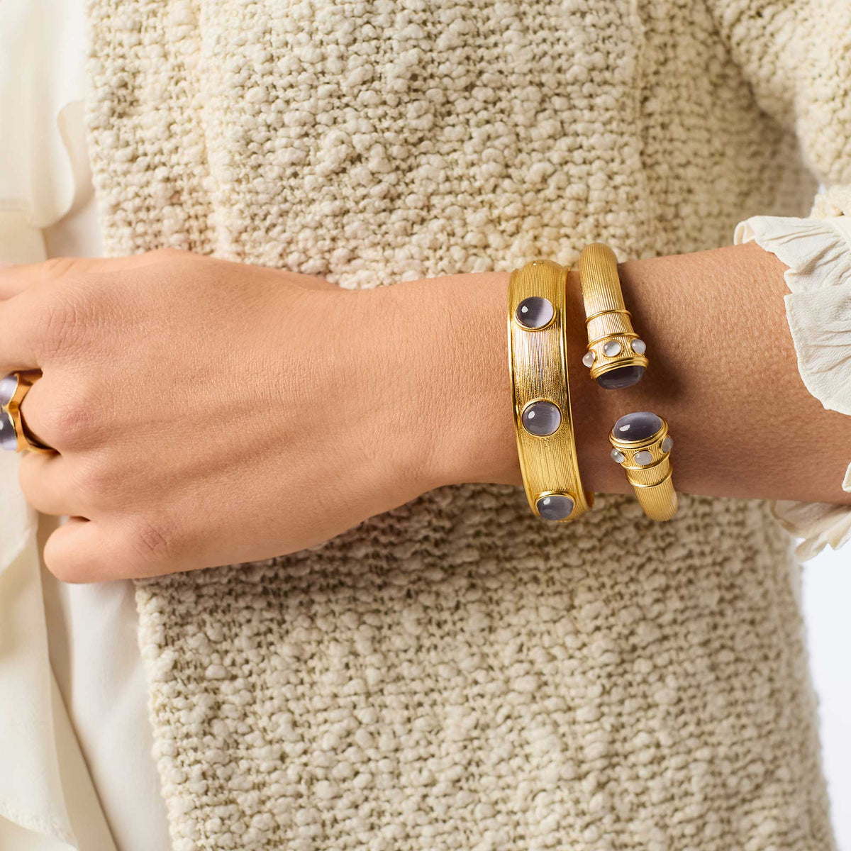 Julie Vos Cobblestone Demi Cuff in Blue Cat's Eye