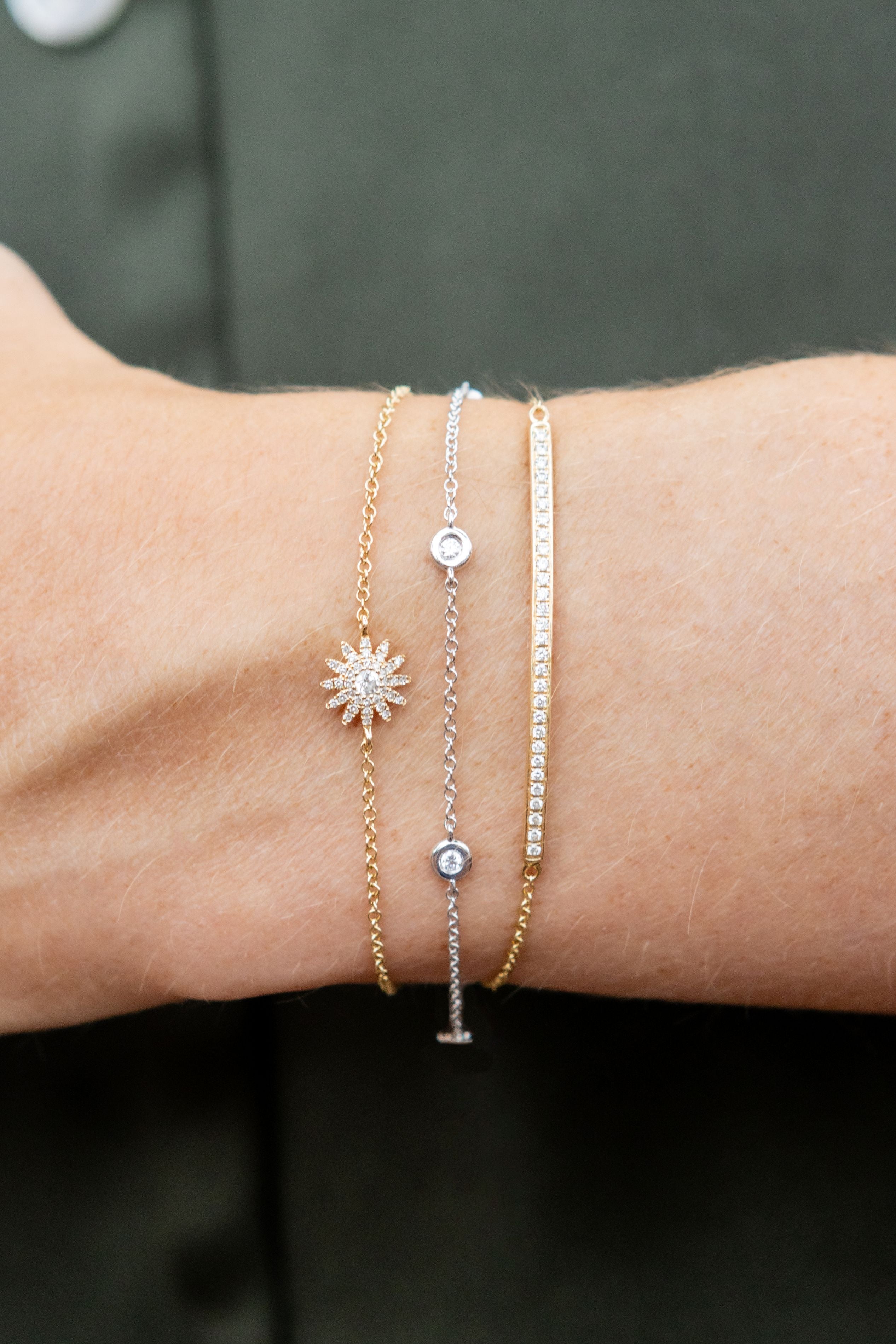 Diamond Bar Bracelet in 14K Yellow Gold