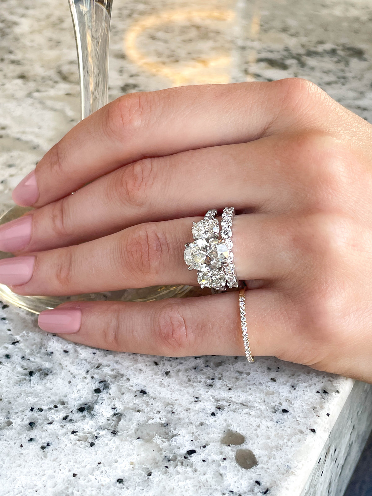Halfway Shared Prong 0.75CT Diamond Band in 14K White Gold, Size 6