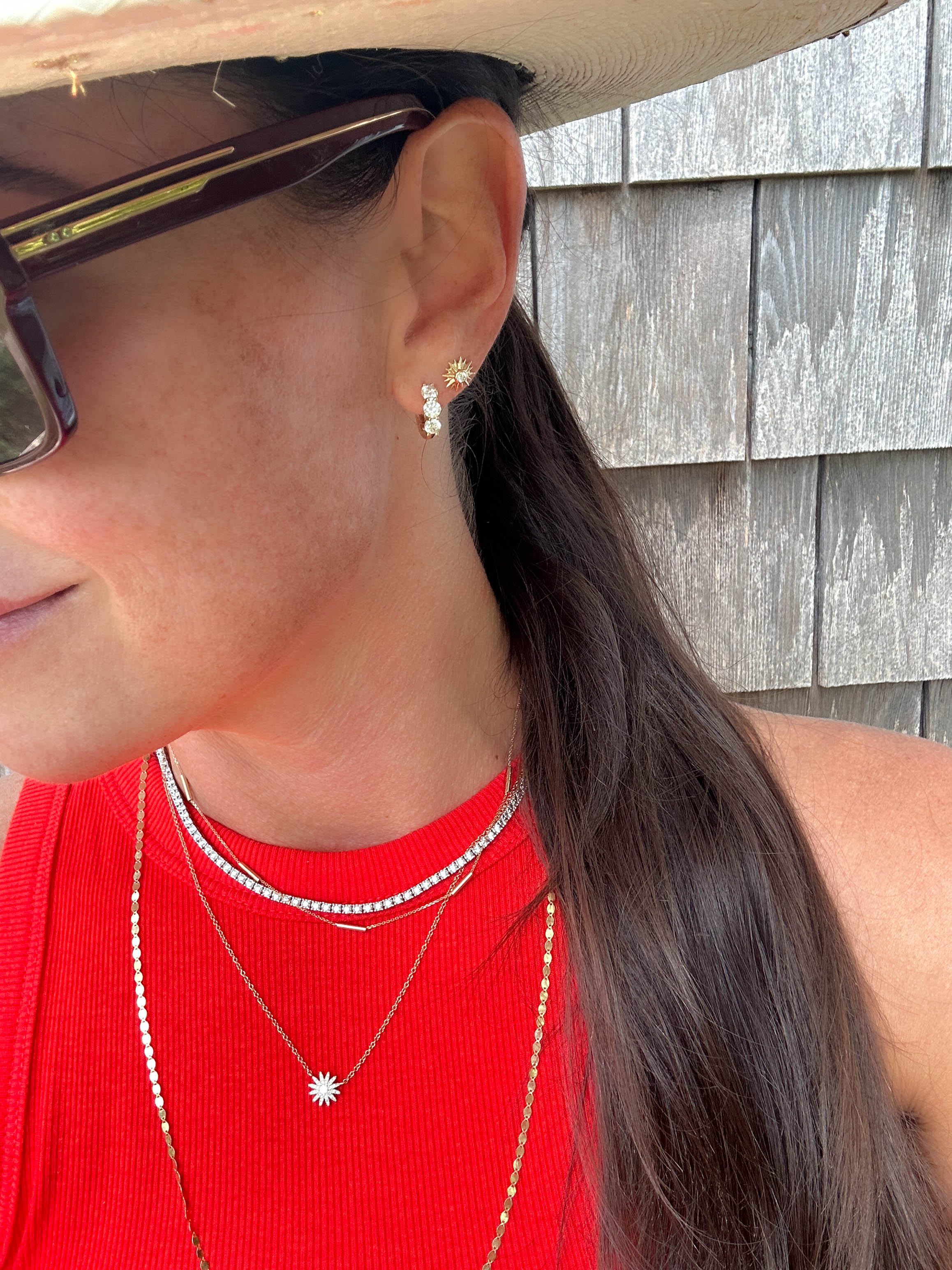 Diamond Starburst Stud Earrings in 14K Yellow Gold