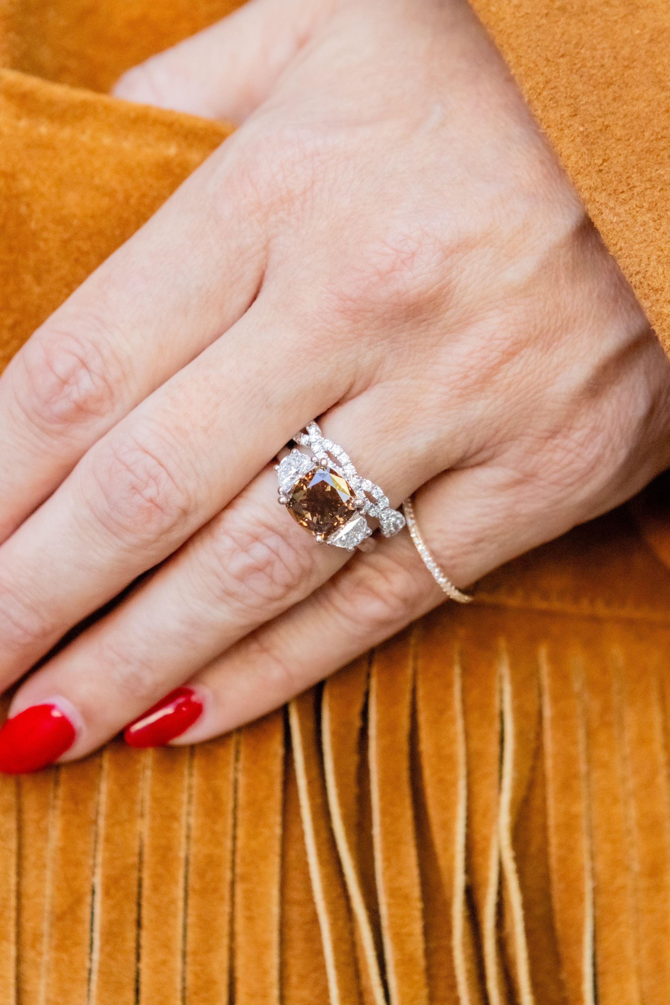 Halfway Single Cut 0.08CT Diamond Band in 14K Yellow Gold, Size 6