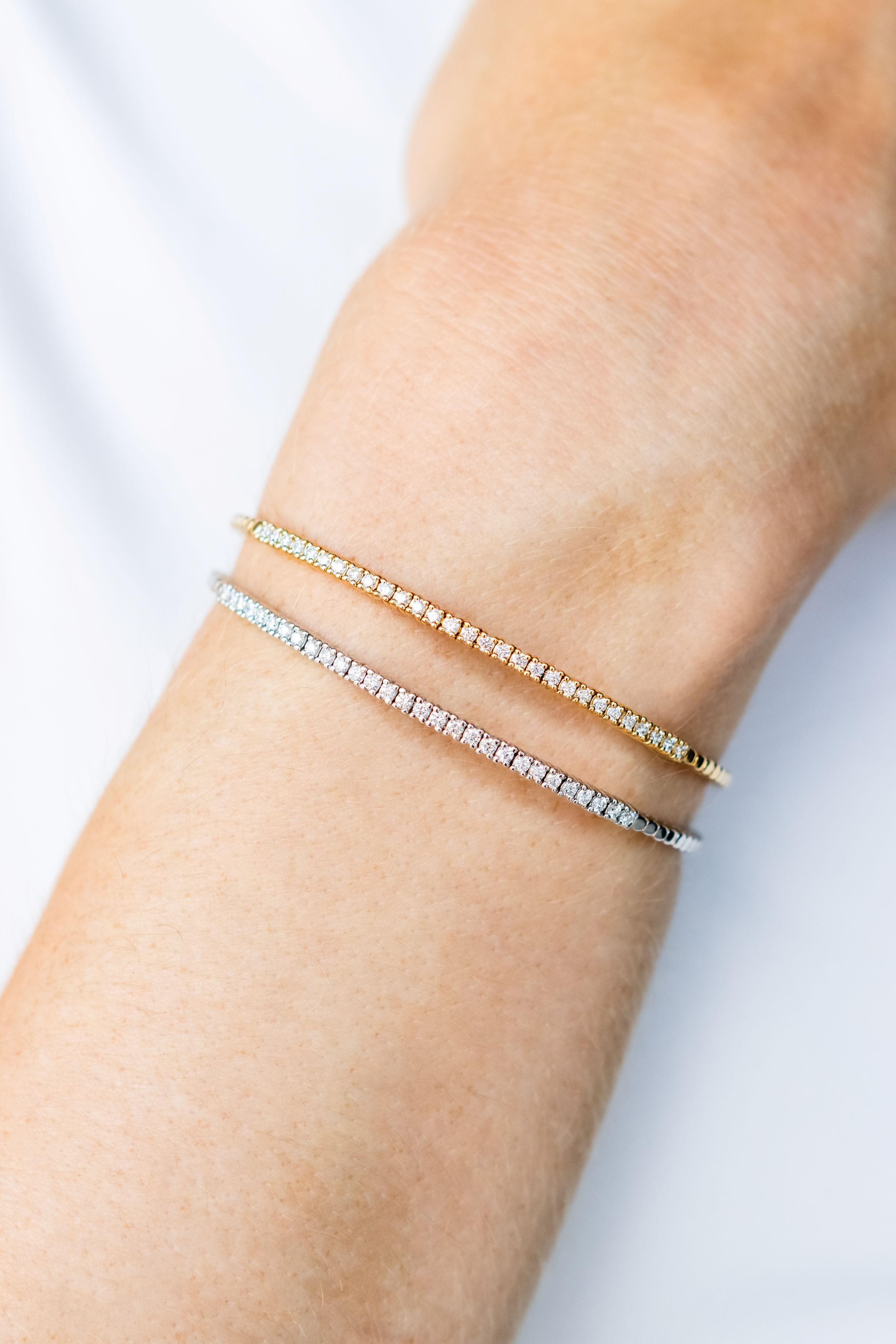 Diamond Flexible Bangle Bracelet in 14K Yellow Gold