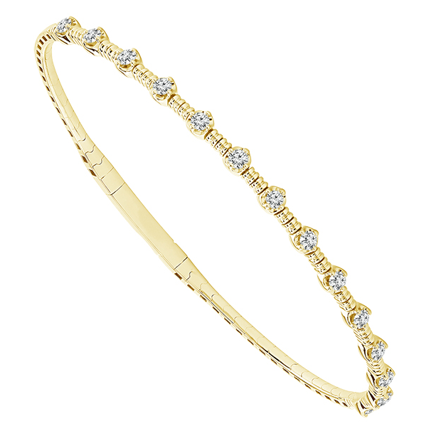 Round Diamond Station Flex Bracelet in 14K Yellow Gold