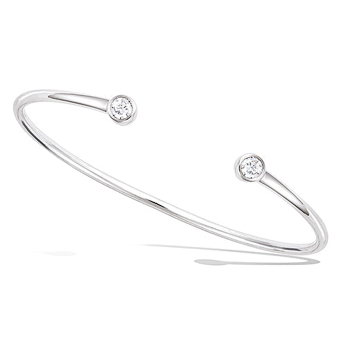 Bezel Set Diamond Cuff Bracelet in 14K White Gold