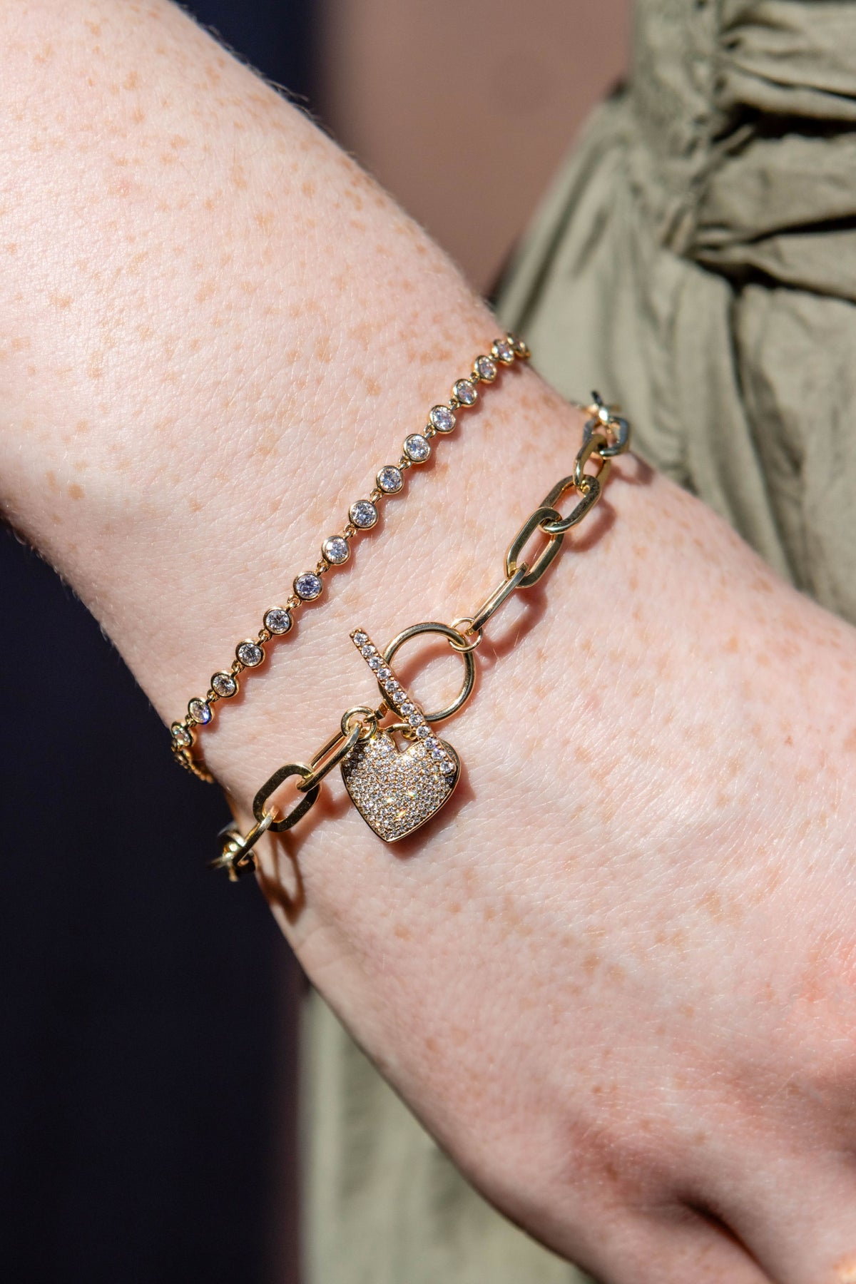 Bezel Set Round Diamond Station Bracelet in 14K Yellow Gold