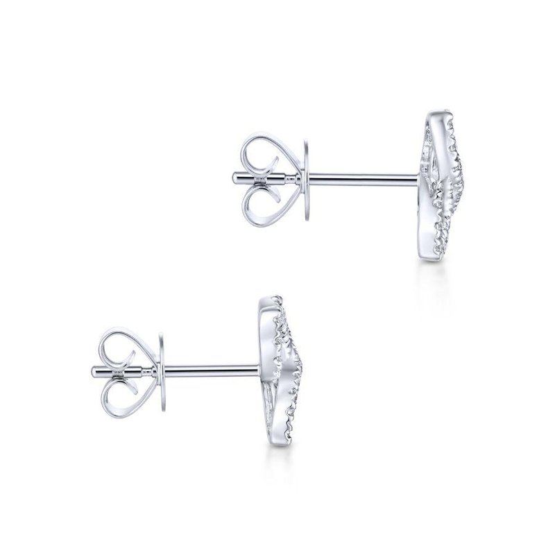 Diamond Flower Stud Earrings in 14K White Gold