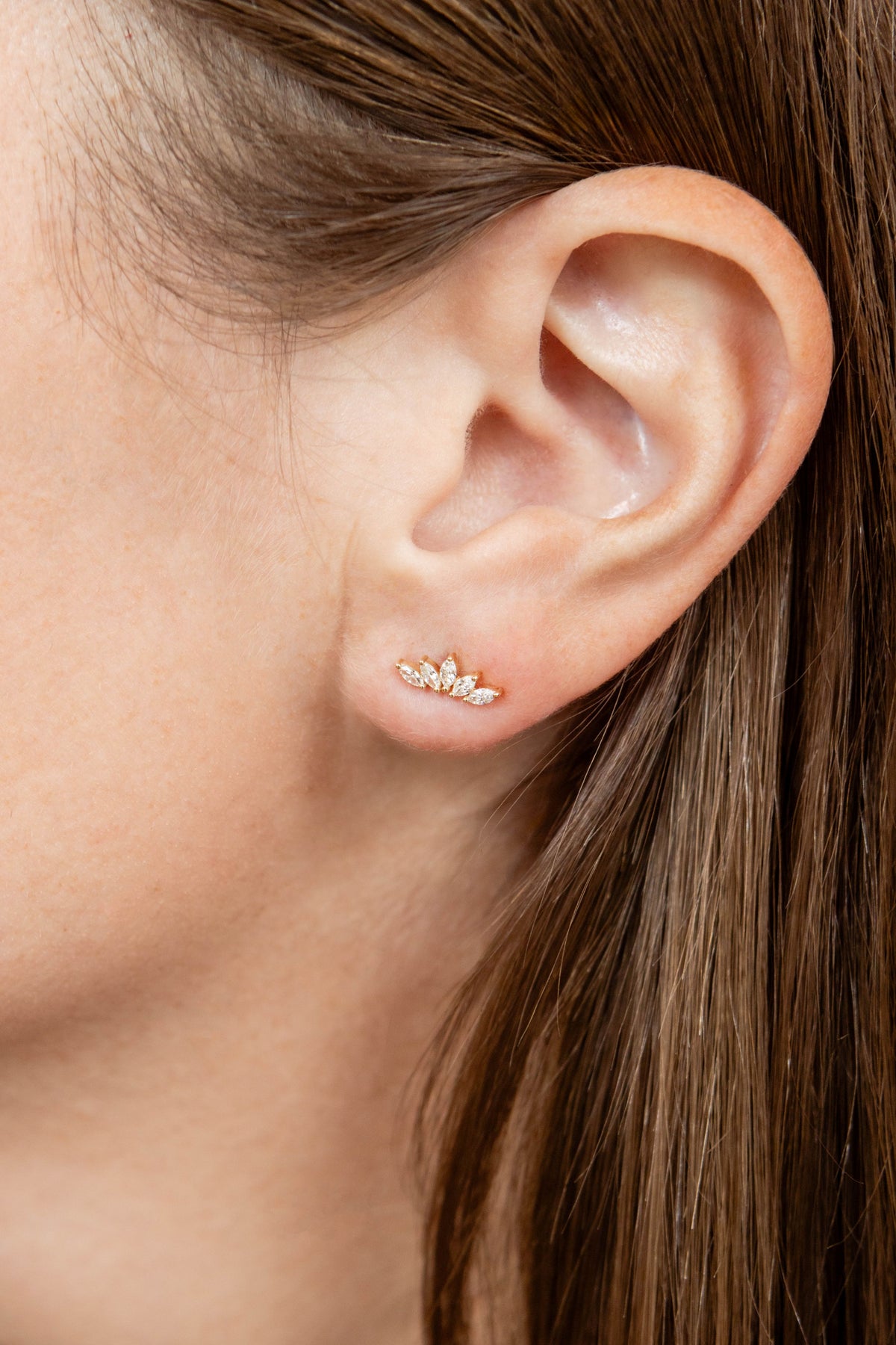 Diamond Climber Stud Earrings in 14K Yellow Gold