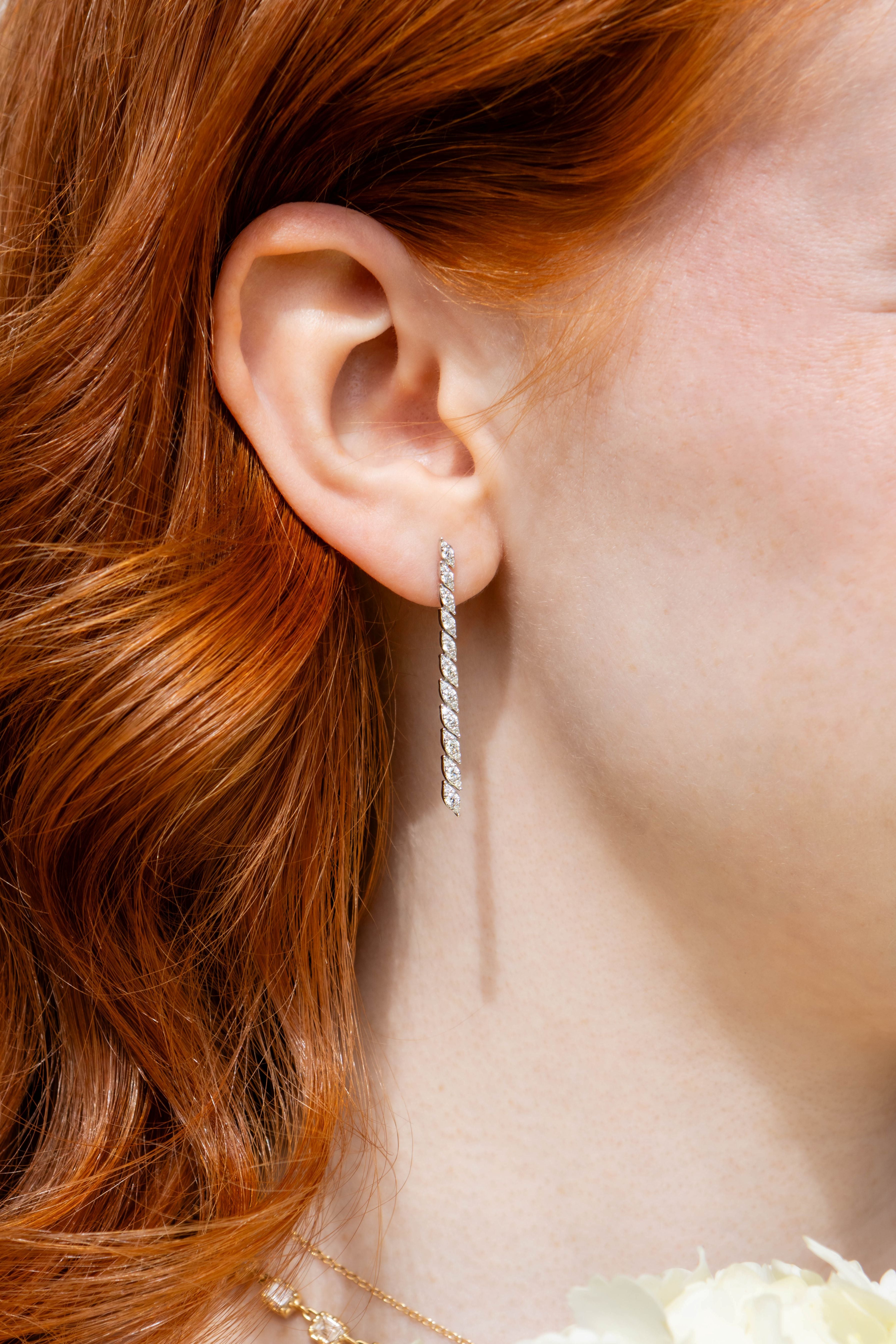 Diamond Dangle Drop Earrings in 14K White Gold