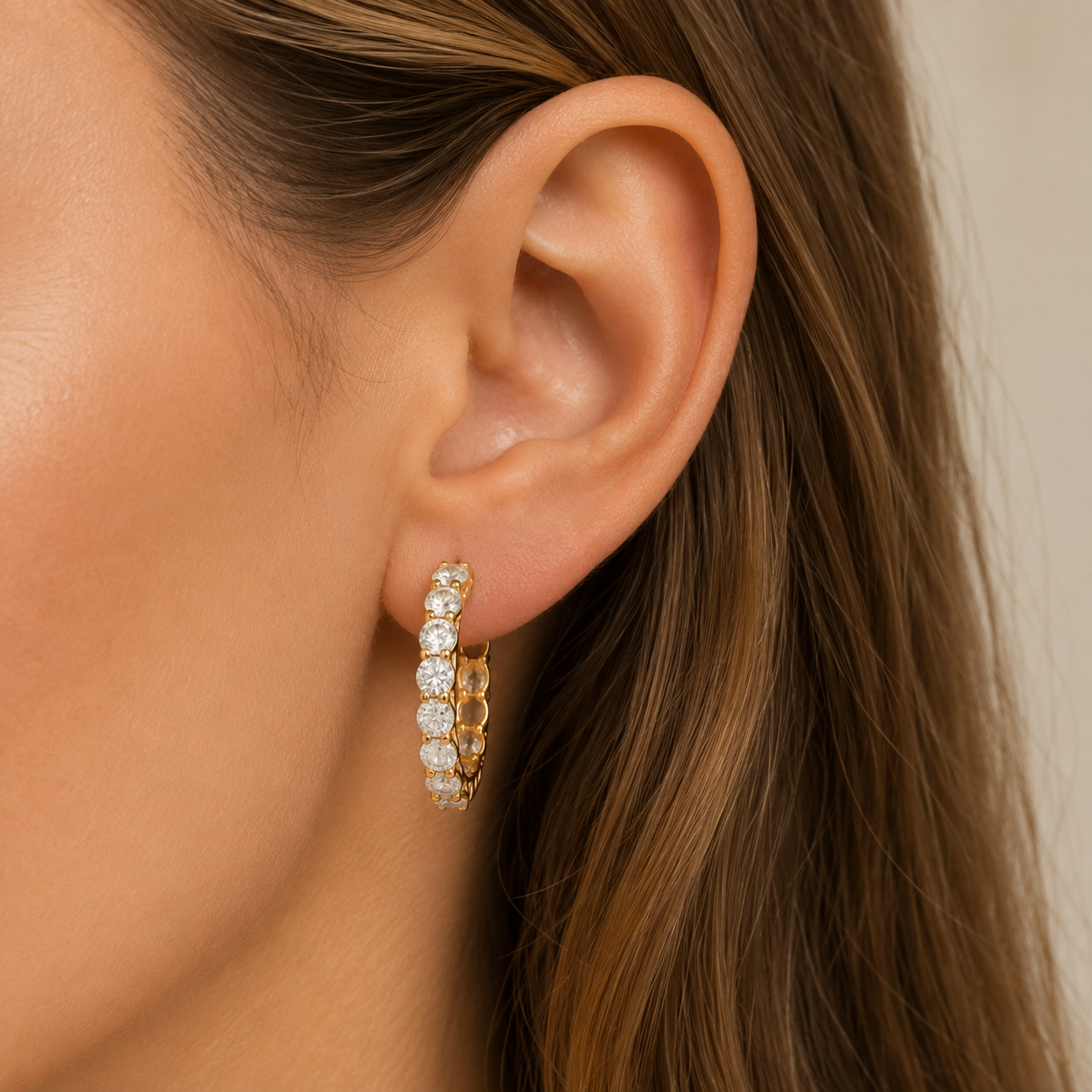 Bailey's Essentials 2.00CT Round Diamond 20MM Inside-Outside Hoop Earrings in 14K White Gold