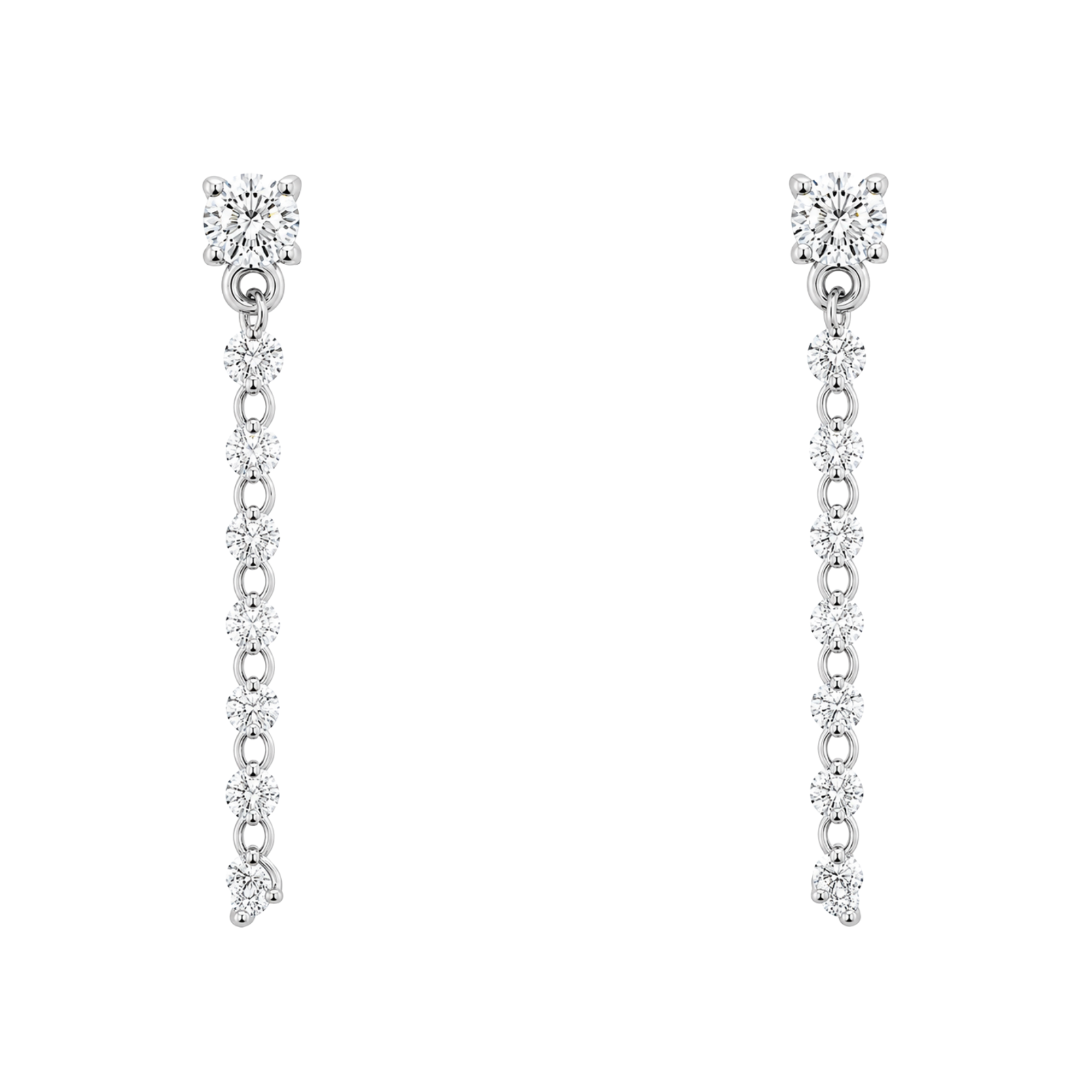 Graduated 1.00CT Diamond Dangle Earrings in 14K White Gold