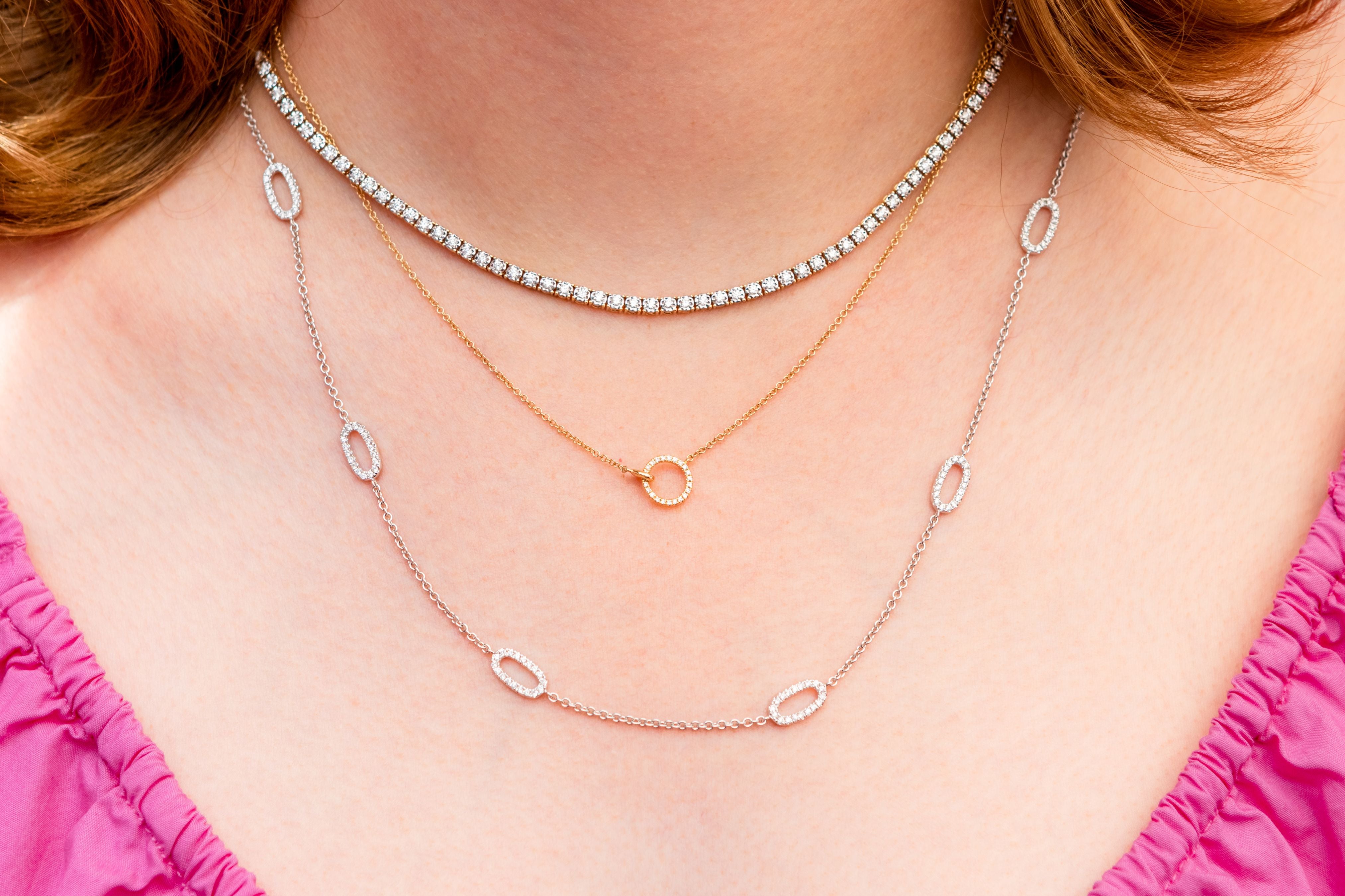 Diamond Interlocking Circle Necklace in 14K Yellow Gold