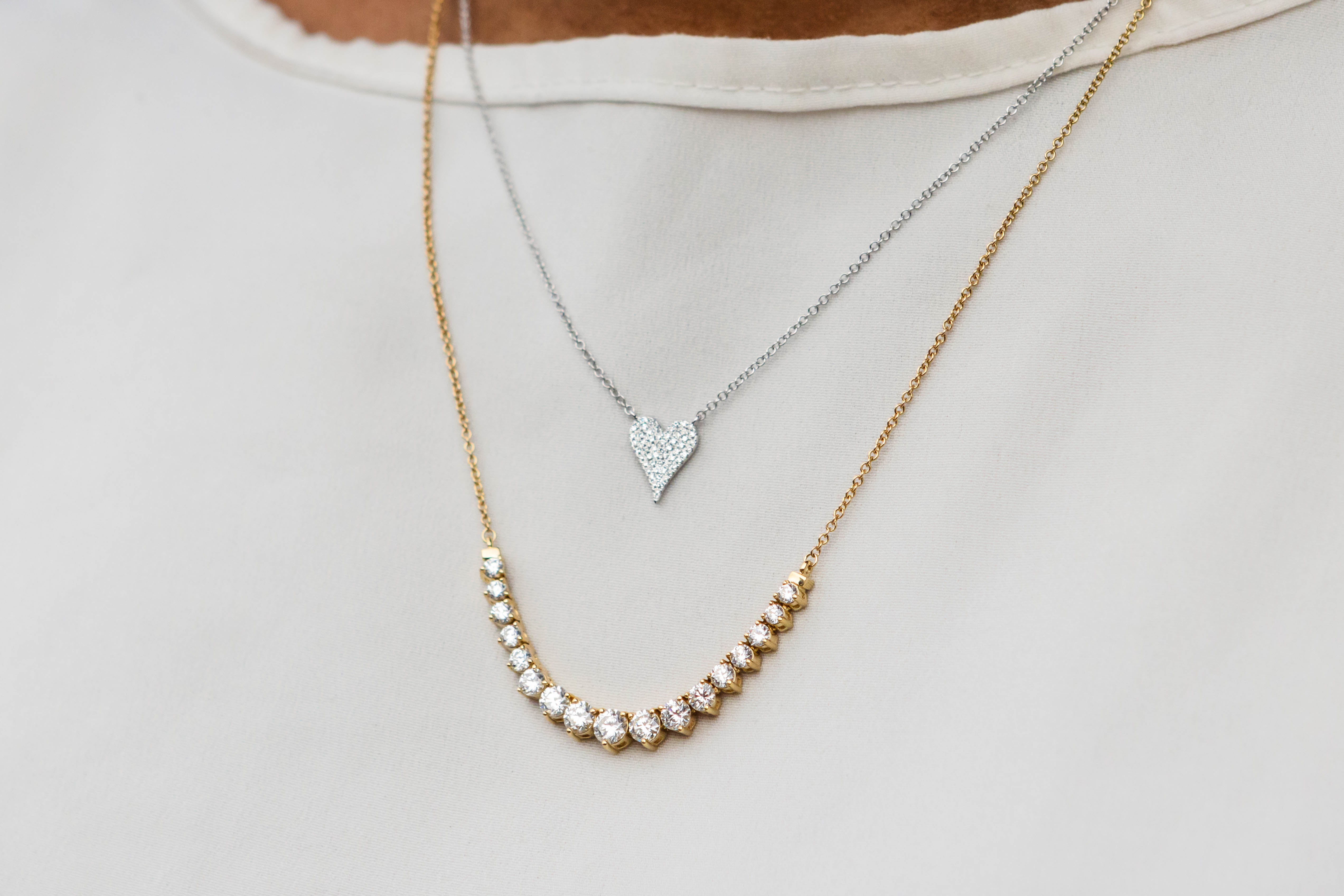 Pave Diamond Heart Pendant Necklace in 14K White Gold