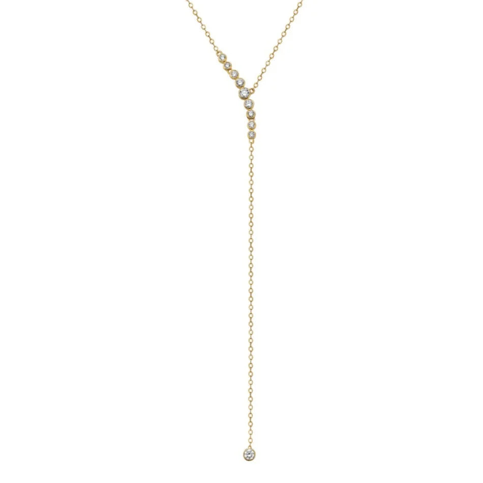 Diamond Lariat Drop Necklace in 14K Yellow Gold